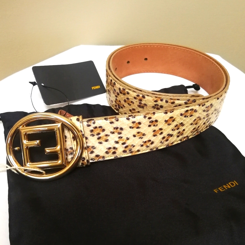 New Authentic Fendi Python Leather Belt Rare